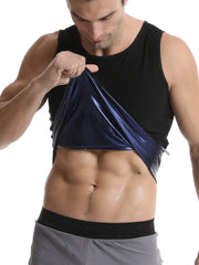 Men's Tight Fit Sauna Sweat Workout Crew Neck Vest Tanktop, Full Body Shapewear For Men