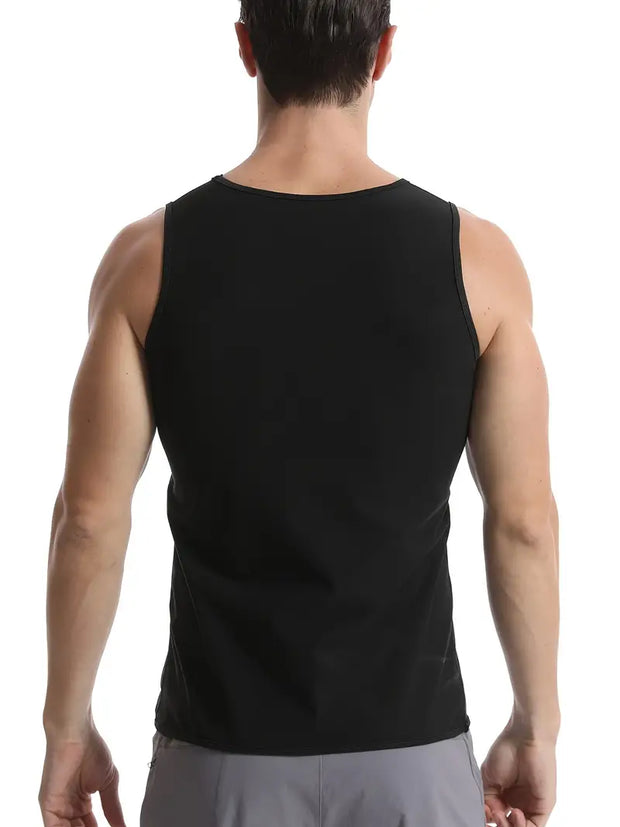 Men's Tight Fit Sauna Sweat Workout Crew Neck Vest Tanktop, Full Body Shapewear For Men