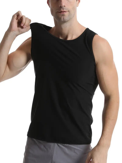 Men's Tight Fit Sauna Sweat Workout Crew Neck Vest Tanktop, Full Body Shapewear For Men