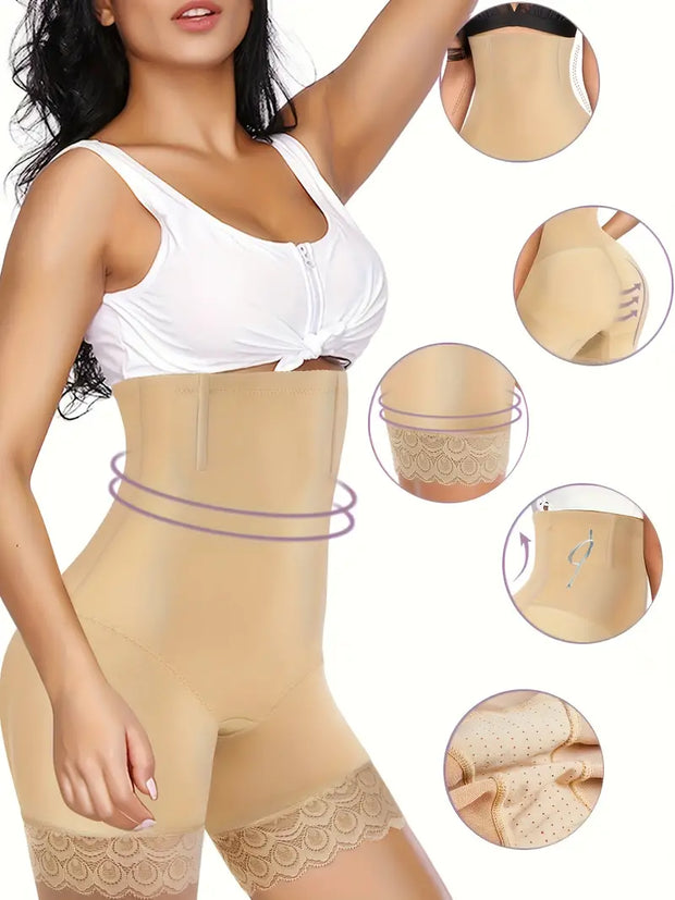 Florel Lace Trim High Waist Tummy Control Butt Lifting Shorts, Women's Underwear & Shapewear