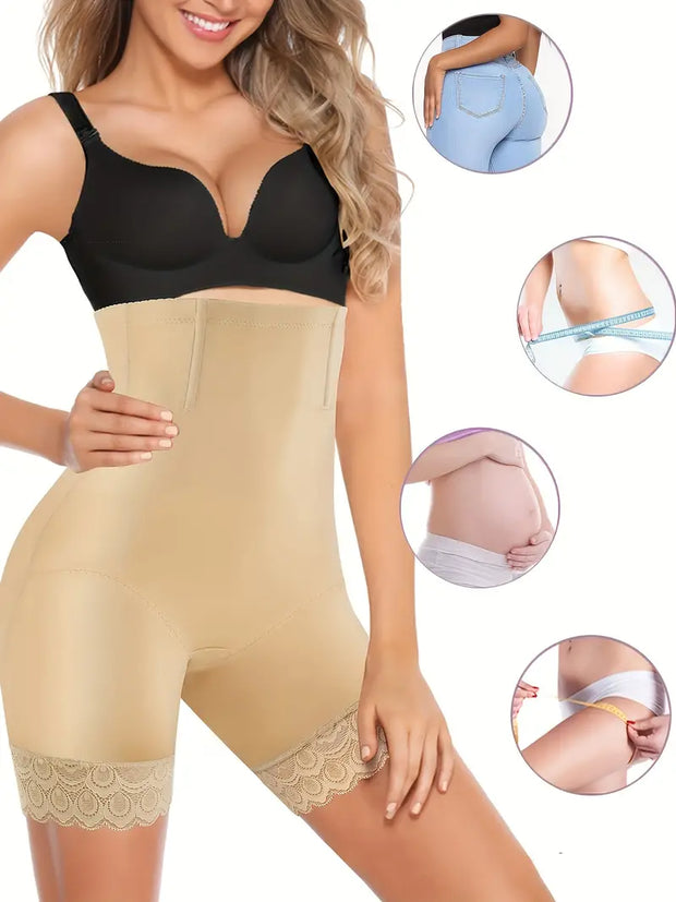 Florel Lace Trim High Waist Tummy Control Butt Lifting Shorts, Women's Underwear & Shapewear