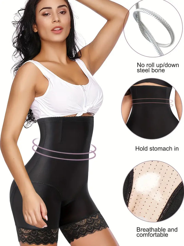 Florel Lace Trim High Waist Tummy Control Butt Lifting Shorts, Women's Underwear & Shapewear